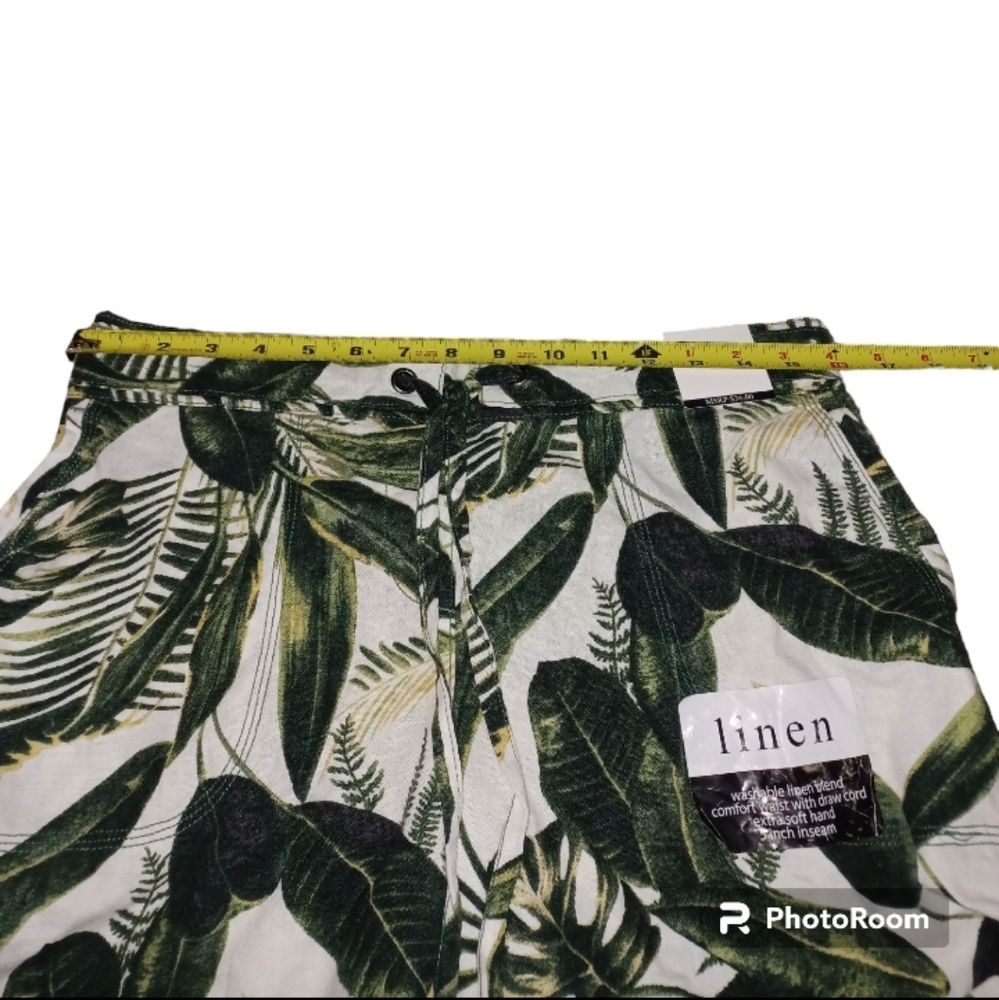 🌿5/$25 New Purple&More Medium Linen Cotton Hawaiian Plam Leaf Green Nwt - Picture 8 of 11